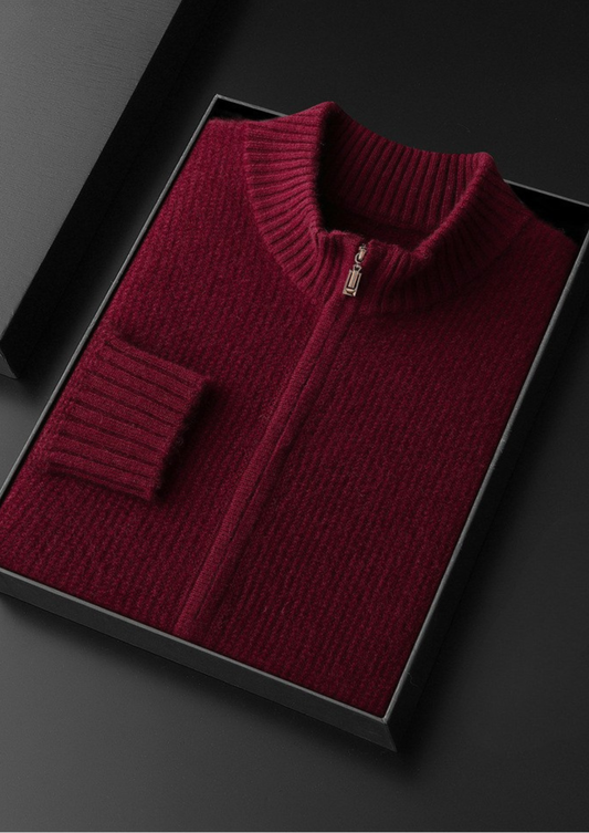 Belluno Cashmere Ribbed Zip Cardigan