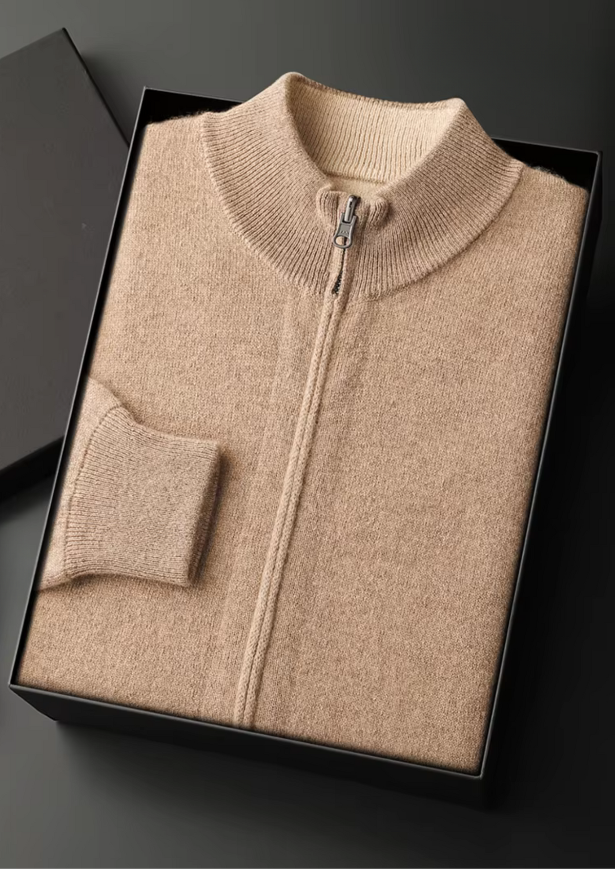 Cortina Merino Zip Cardigan in Beige