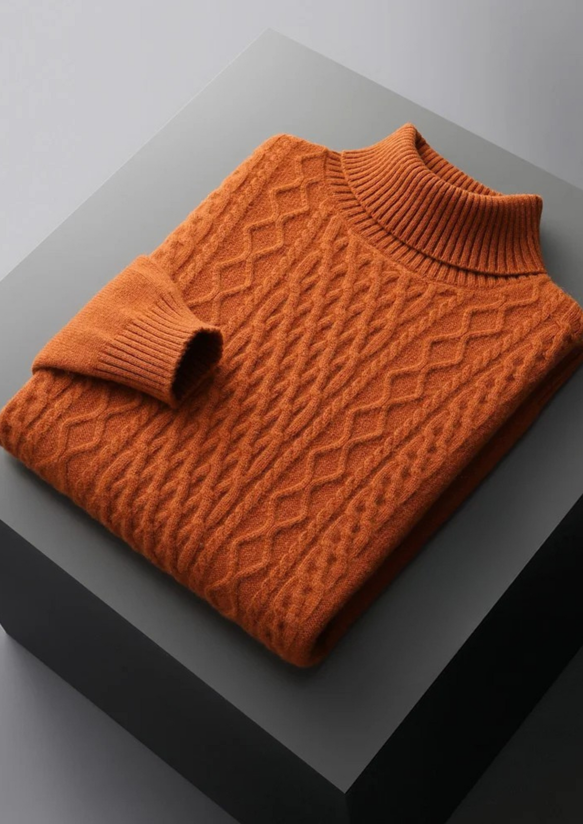 Bolzano Cable-Knit Rollneck in Caramel