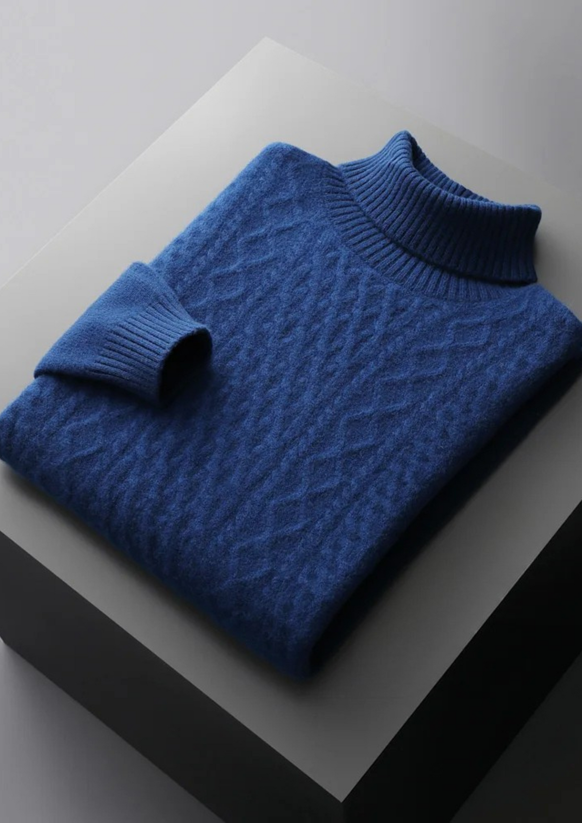 Bolzano Cable-Knit Rollneck in Atlantic Blue