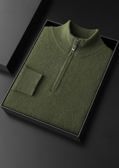 Bergamo Cashmere Ribbed Half-Zip