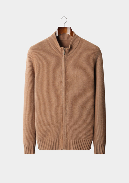 Belluno Cashmere Ribbed Zip Cardigan