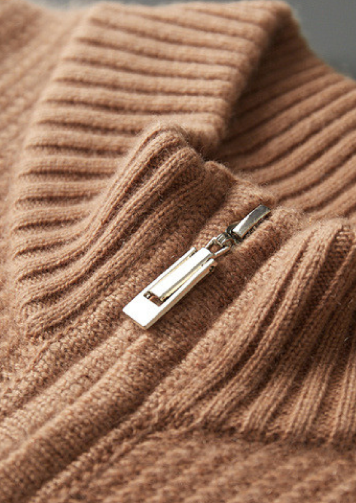 Belluno Cashmere Ribbed Zip Cardigan
