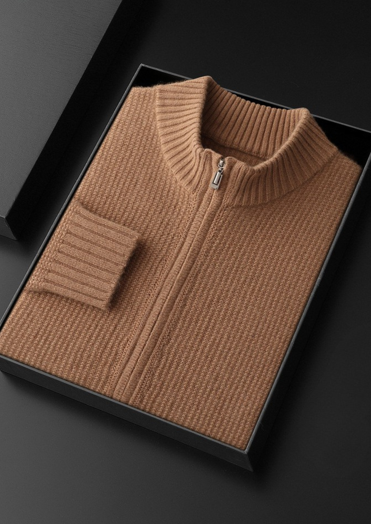 Belluno Cashmere Ribbed Zip Cardigan