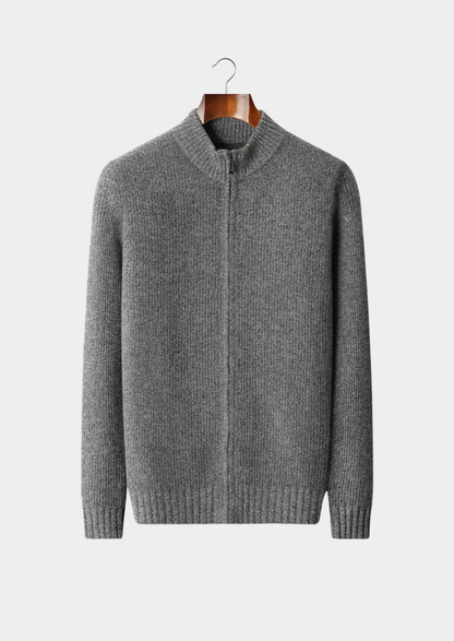 Belluno Cashmere Ribbed Zip Cardigan