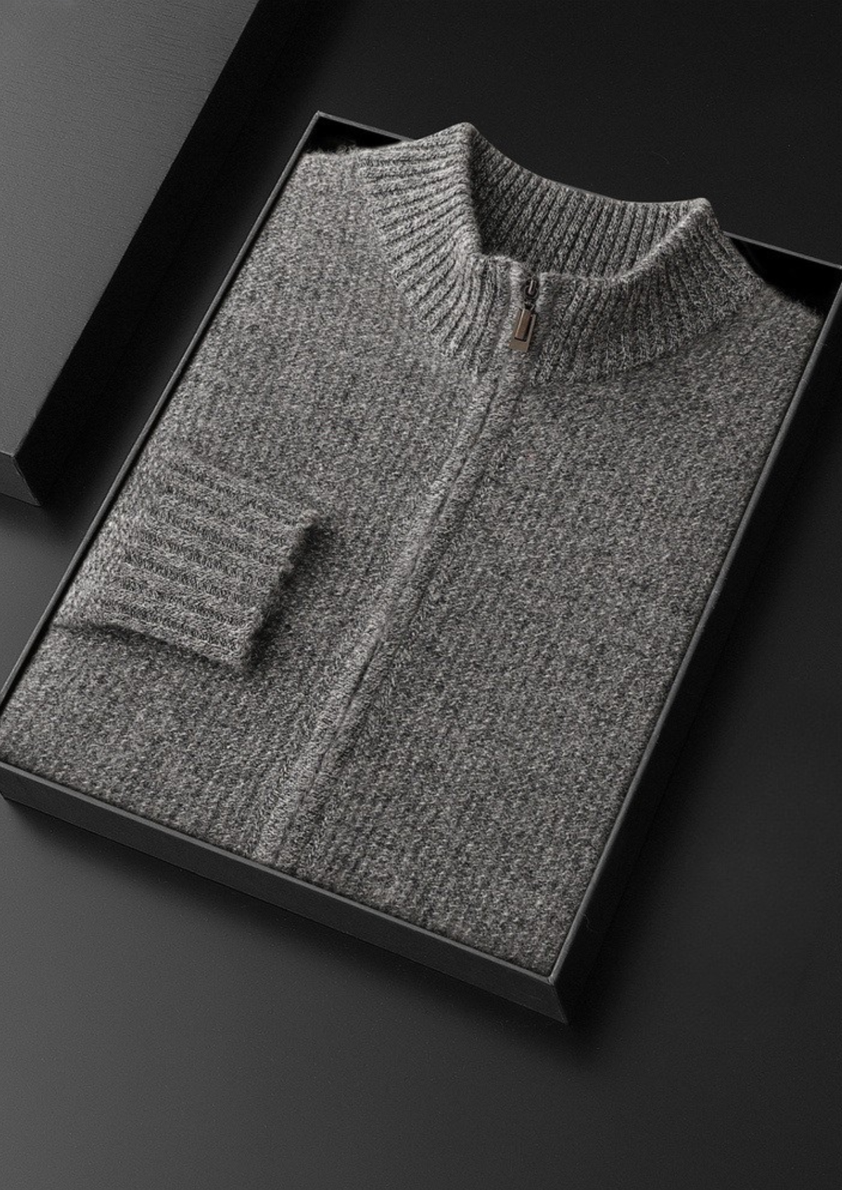 Belluno Cashmere Ribbed Zip Cardigan