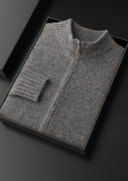 Belluno Cashmere Ribbed Zip Cardigan
