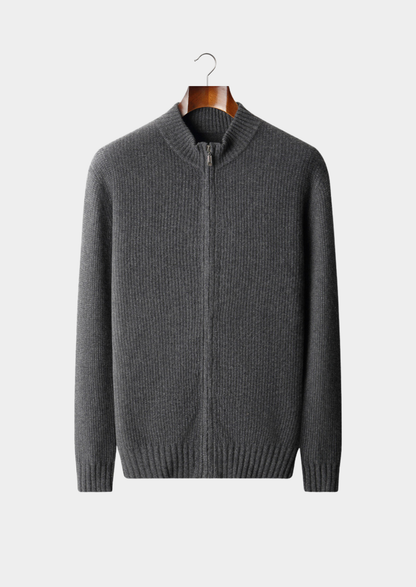 Belluno Cashmere Ribbed Zip Cardigan