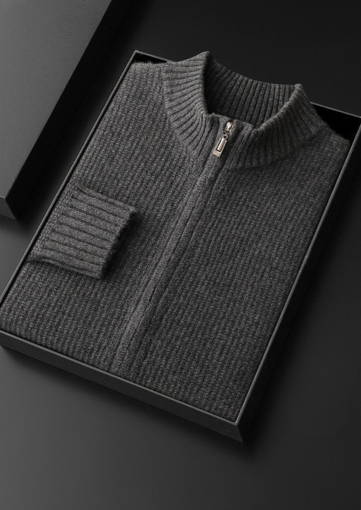 Belluno Cashmere Ribbed Zip Cardigan