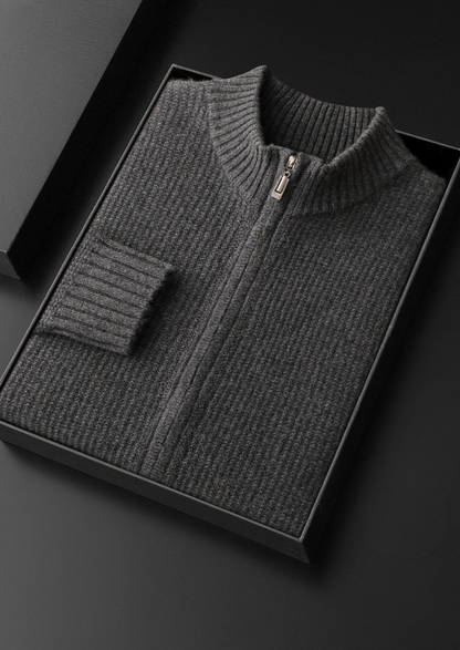 Belluno Cashmere Ribbed Zip Cardigan