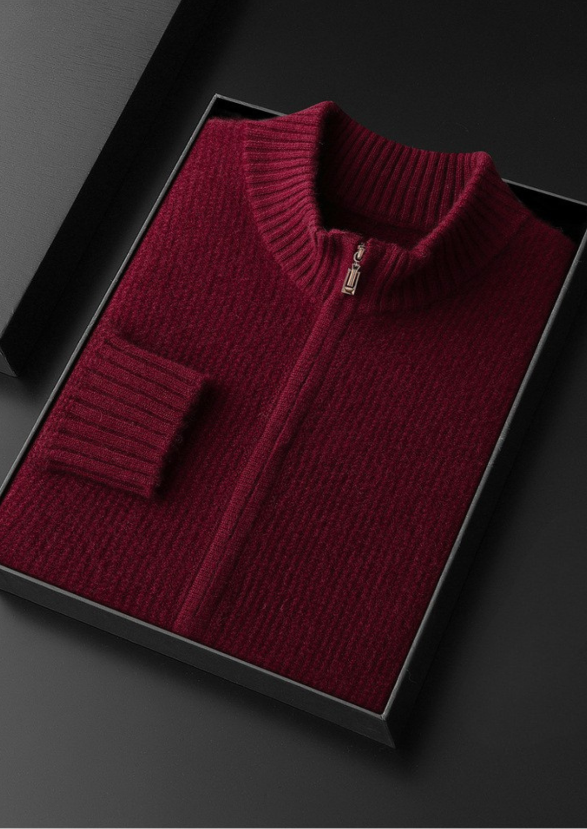 Belluno Cashmere Ribbed Zip Cardigan