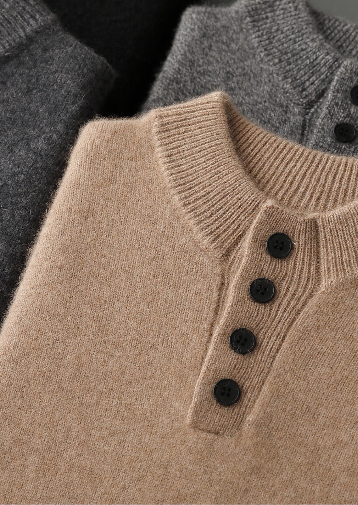 Verona Cashmere Button-Neck Sweater