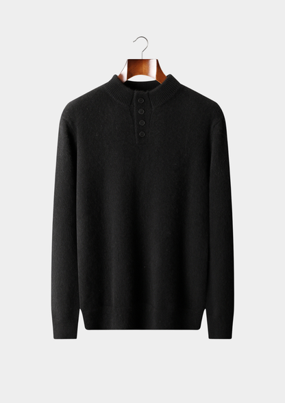 Verona Cashmere Button-Neck Sweater