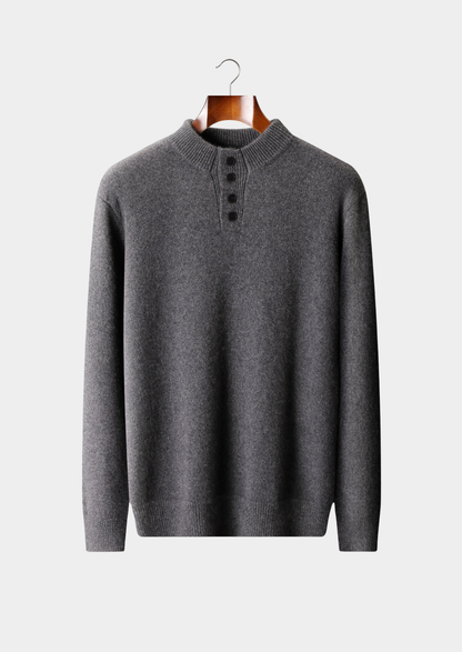 Verona Cashmere Button-Neck Sweater