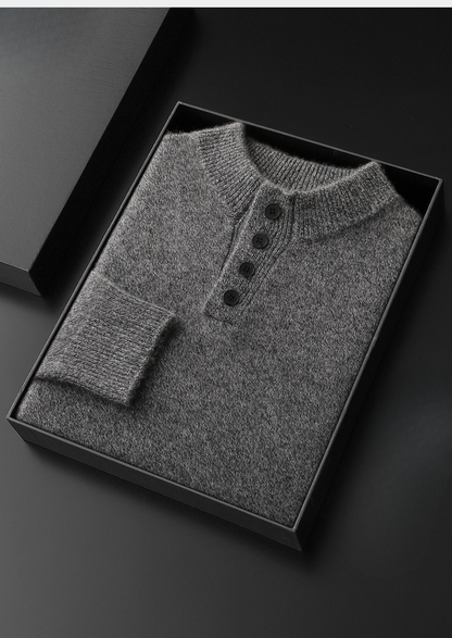 Verona Cashmere Button-Neck Sweater