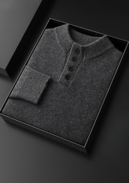 Verona Cashmere Button-Neck Sweater