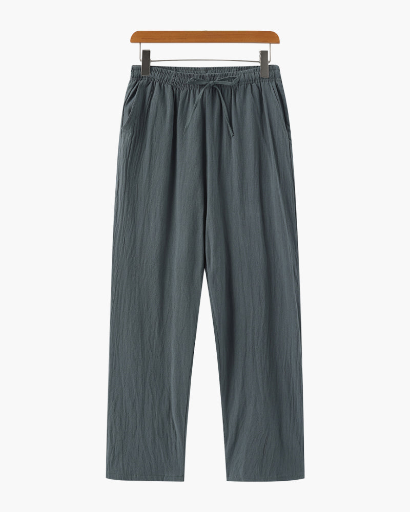 Riviera Linen Drawstring Trousers in Green