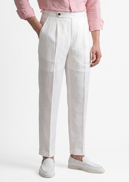 Lucca Pleated Linen Trousers