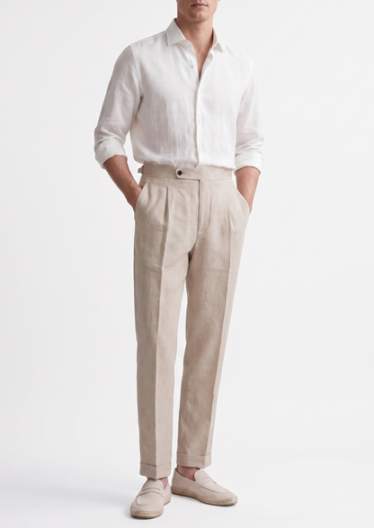 Lucca Pleated Linen Trousers