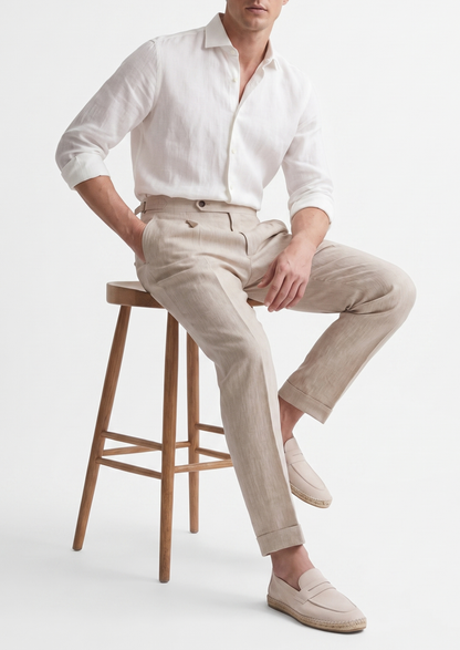 Lucca Pleated Linen Trousers