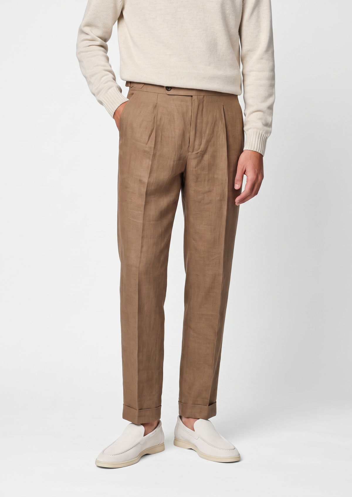 Lucca Pleated Linen Trousers