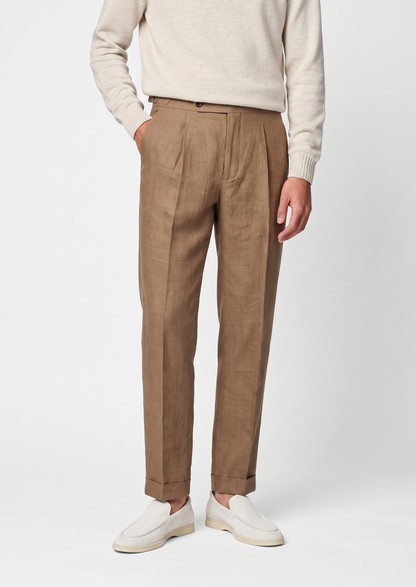 Lucca Pleated Linen Trousers