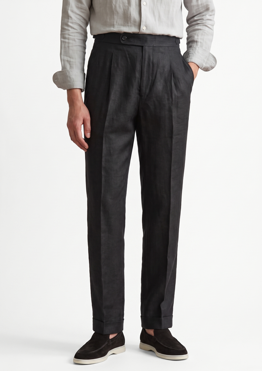 Lucca Pleated Linen Trousers