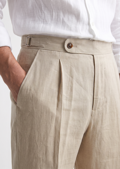 Lucca Pleated Linen Trousers