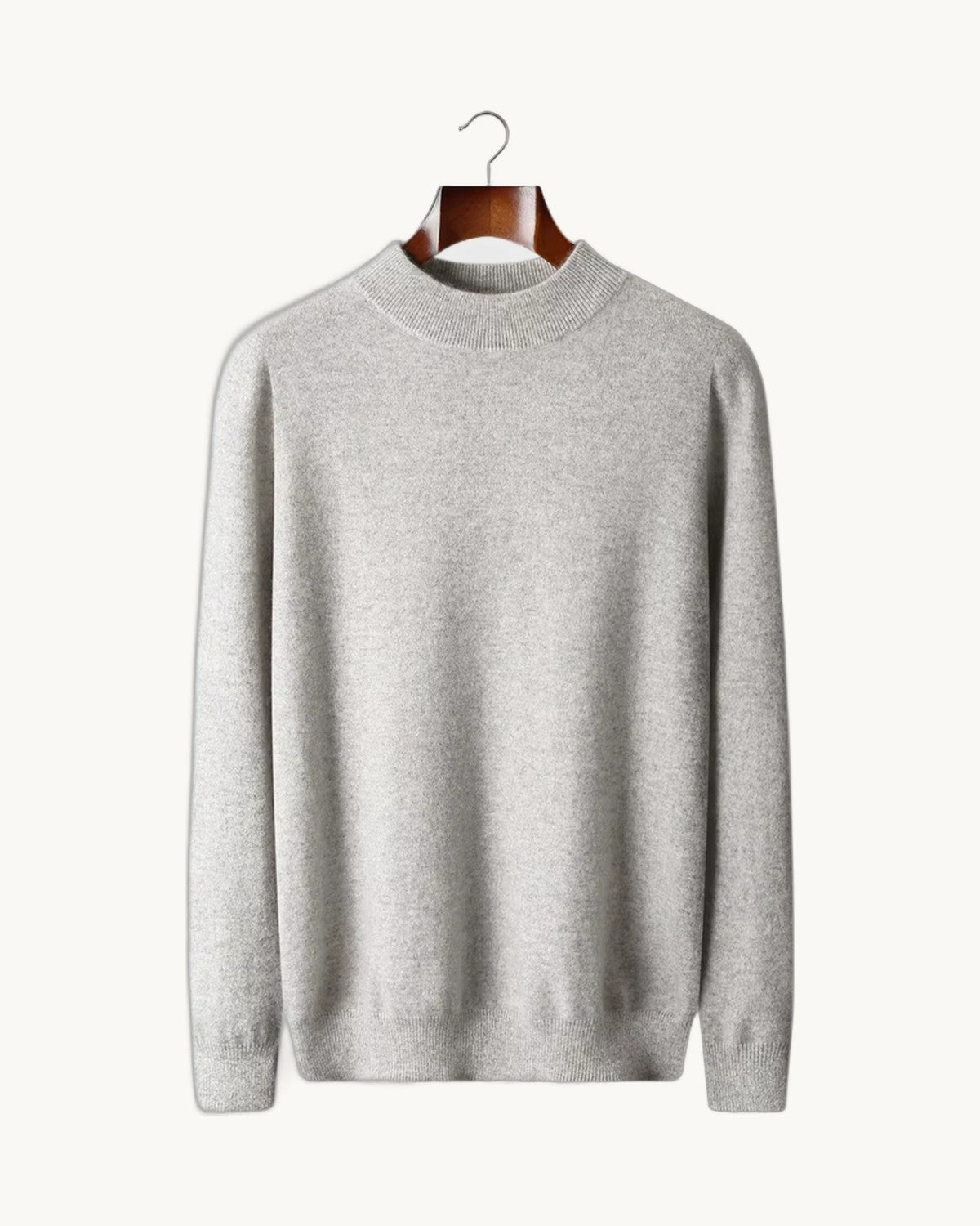 Biella Merino Mock Neck in Light Gray