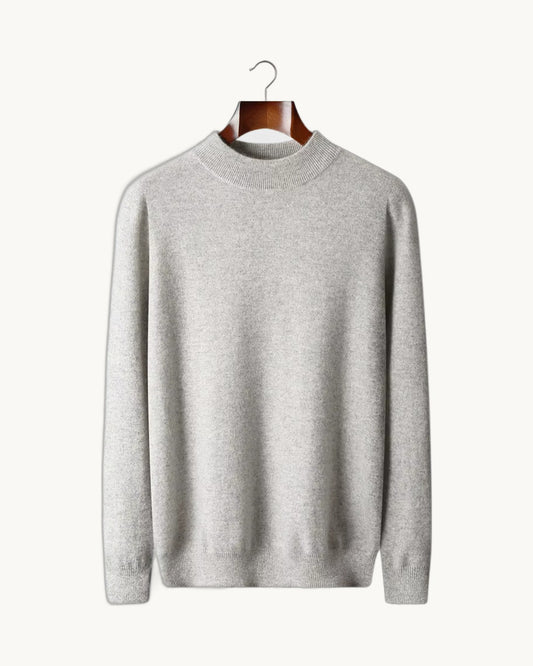 Biella Merino Mock Neck in Light Gray