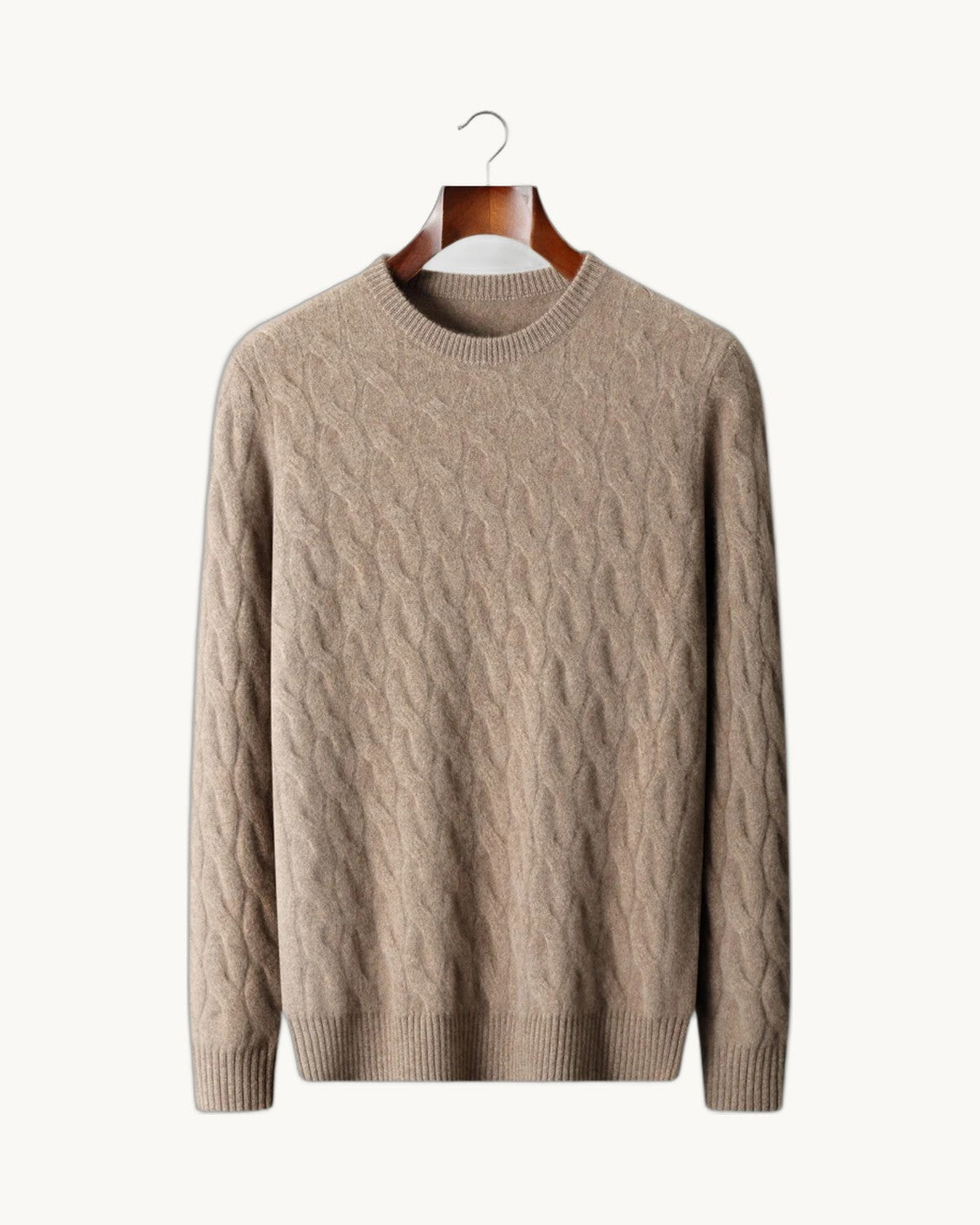 Dolomiti Cashmere Cable Crewneck in Beige