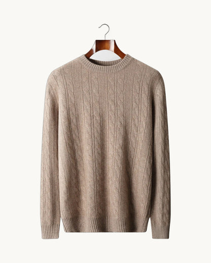 Lecco Merino Cable Crewneck in Beige