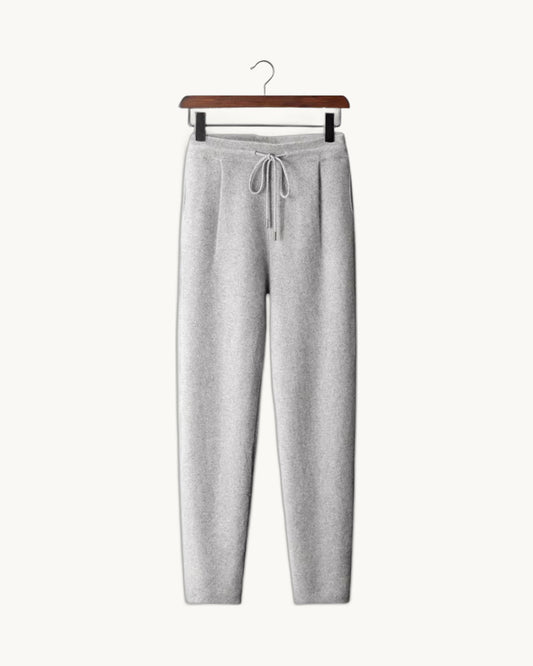 Milano Cashmere Pleated Trousers in Light Gray