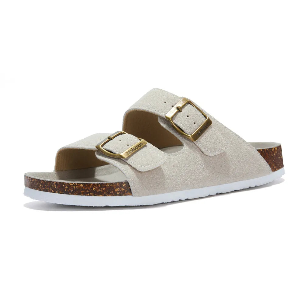 Siena Suede Two-Strap Sandal in Cream