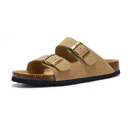 Siena Suede Two-Strap Sandal in Light Brown