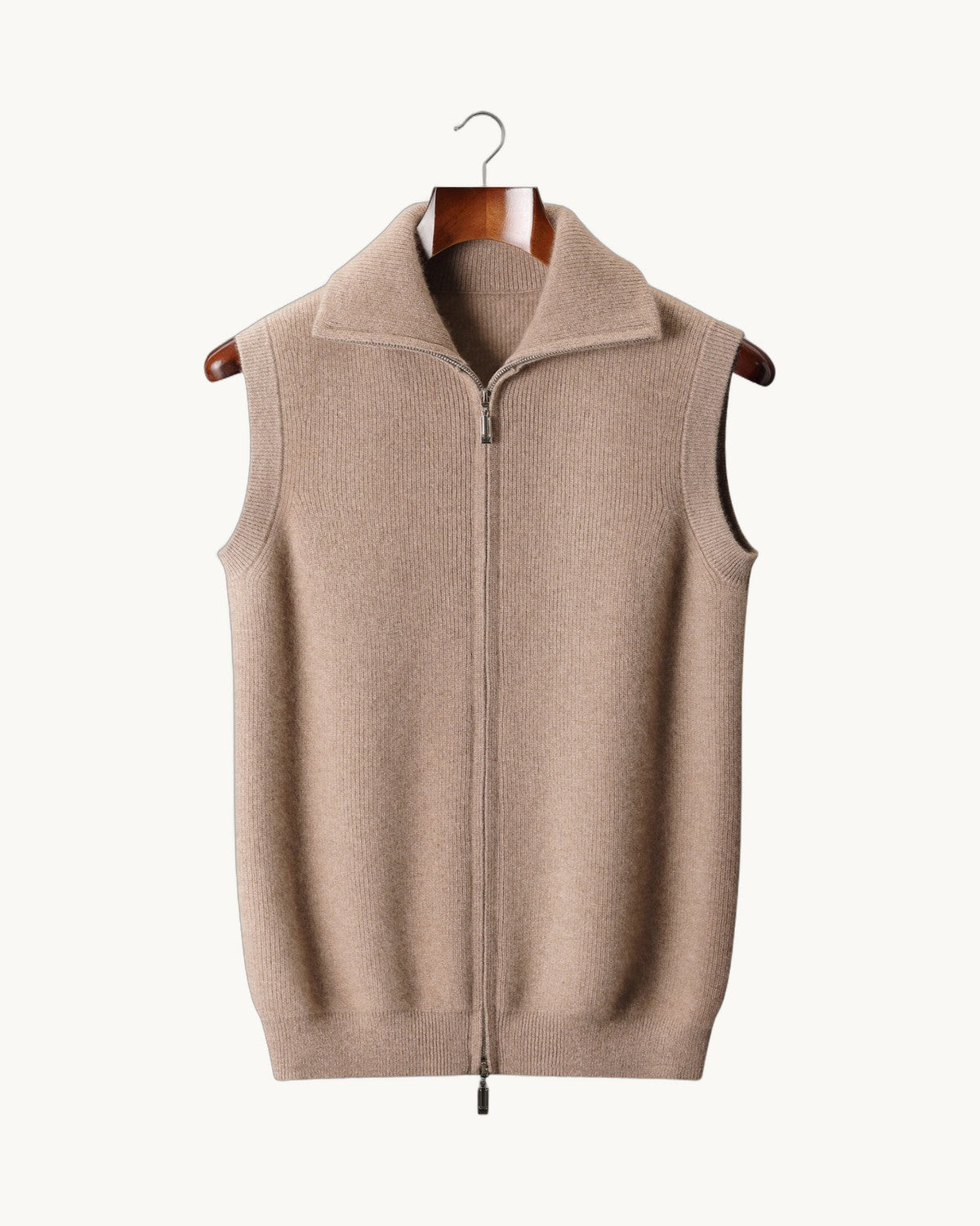 Sondrio Cashmere Zip Vest in Beige