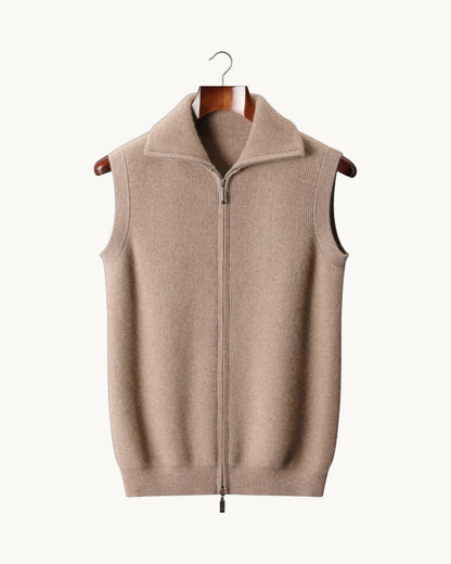 Sondrio Cashmere Zip Vest in Beige