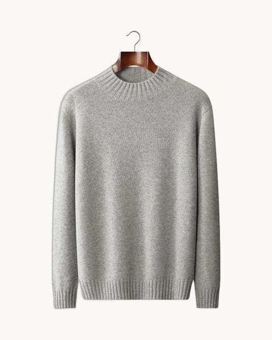 Trento Cashmere Mock Neck in Light Gray
