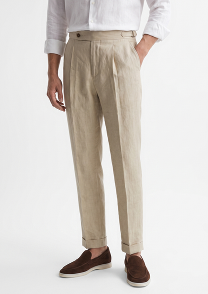 Lucca Pleated Linen Trousers
